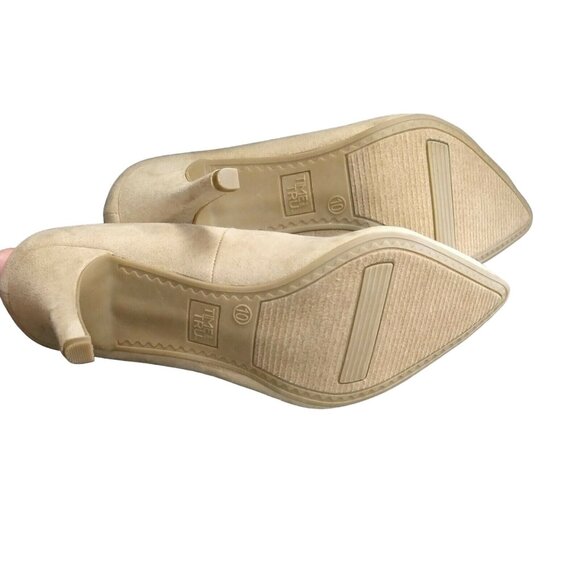 Time And Tru Heels Slip On Pumps Women Size 10 Tan Sand Pointed Toe NEW FLAW - Picture 8 of 12